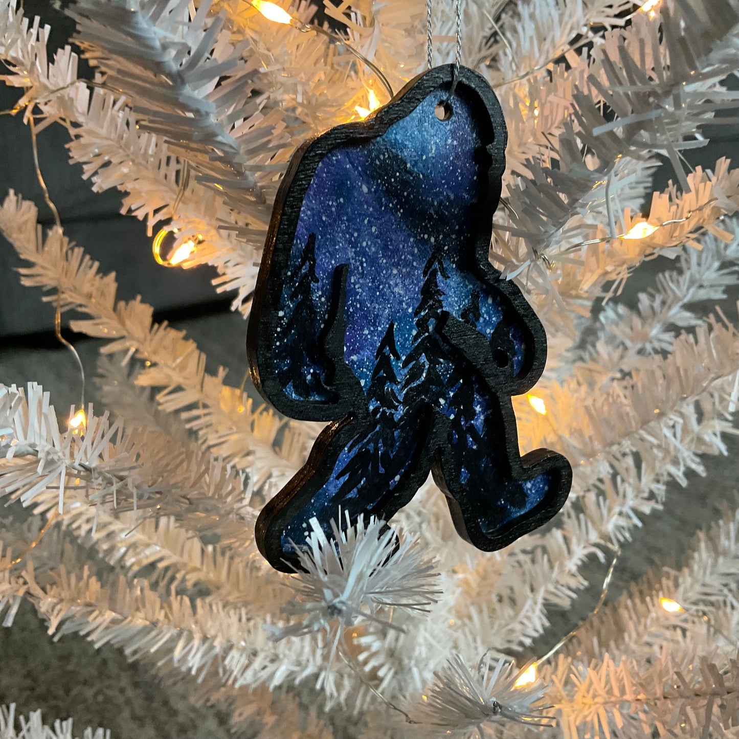 Bigfoot Ornament | Milky Way Themed | Hand-Painted | Sasquatch