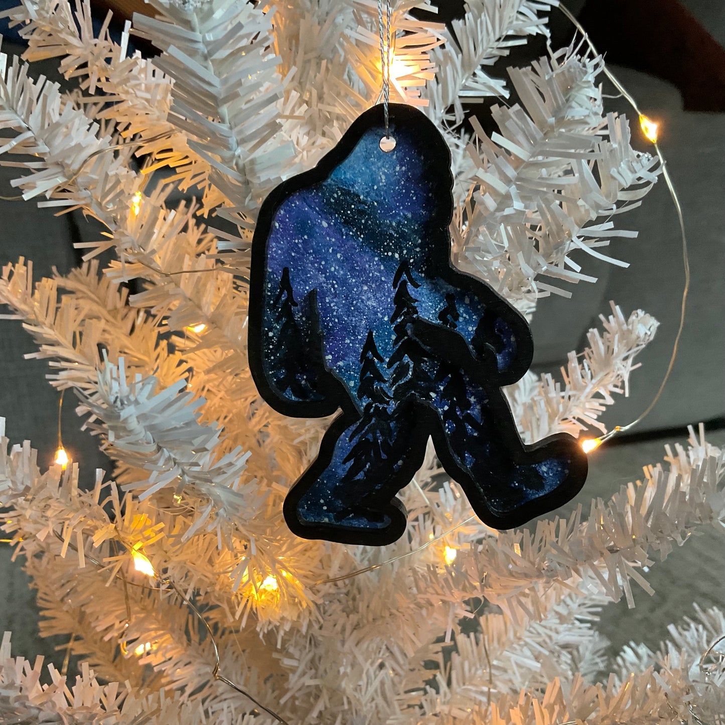 Bigfoot Ornament | Milky Way Themed | Hand-Painted | Sasquatch