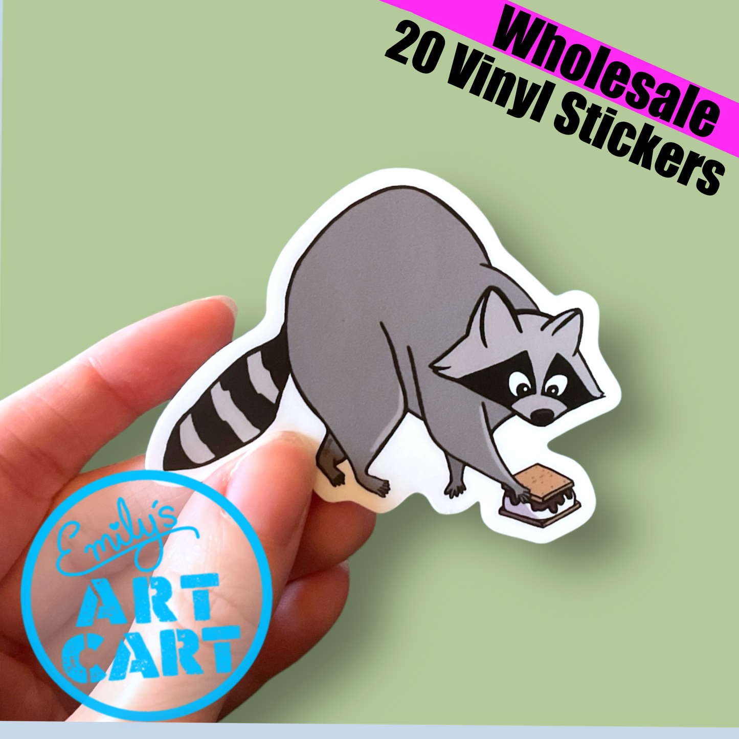 Raccoon Vinyl Sticker | WHOLESALE 20 Stickers
