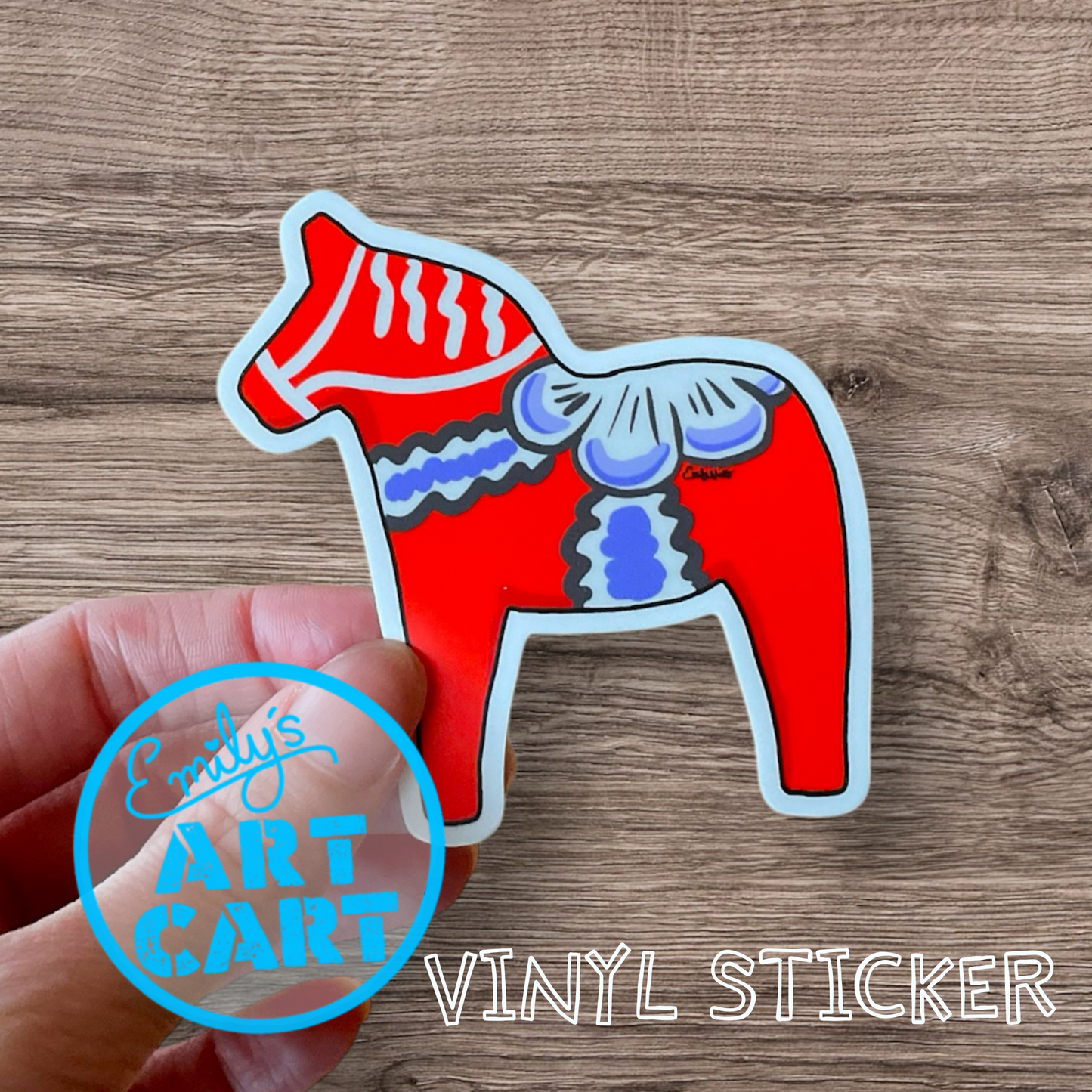 Red Swedish Dala Horse Vinyl Stickers | WHOLESALE 20 Stickers