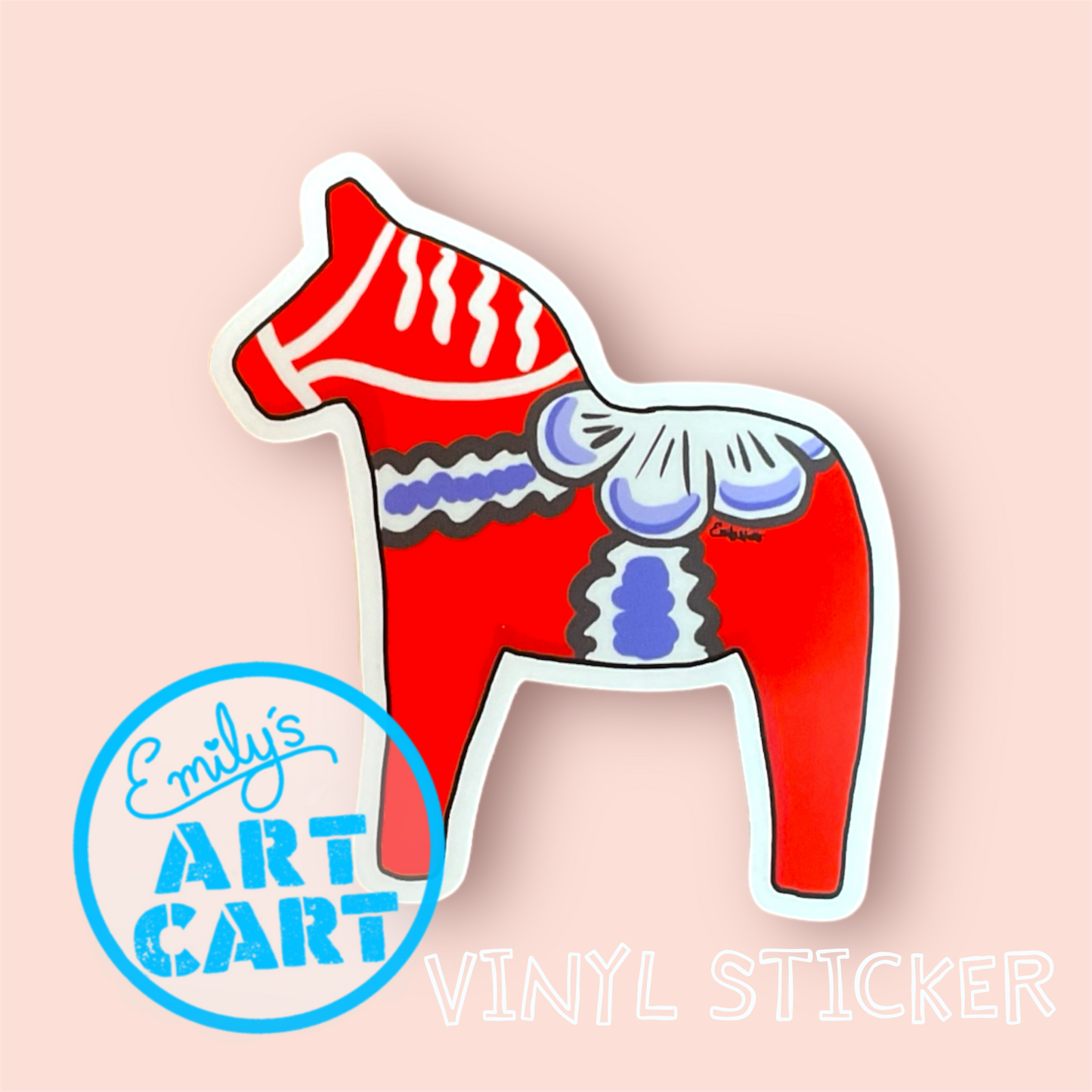 Red Swedish Dala Horse Vinyl Stickers | WHOLESALE 20 Stickers