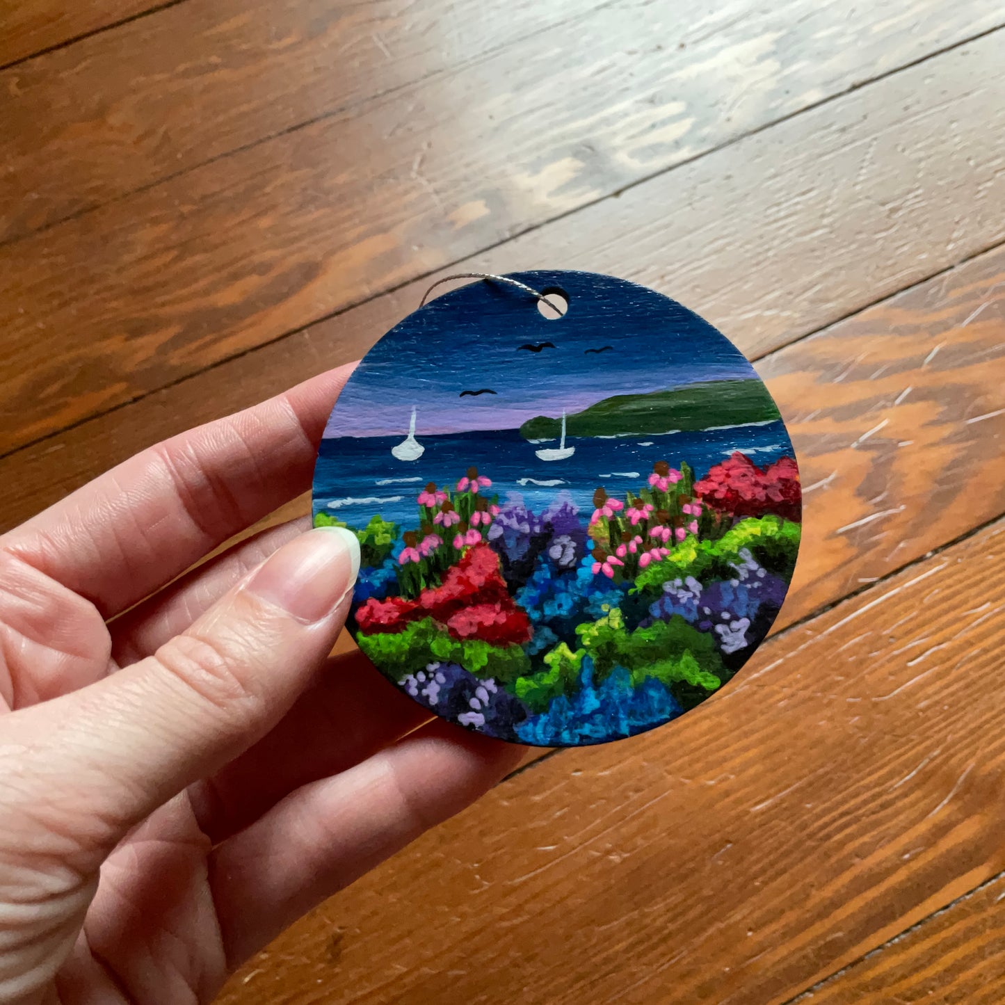 Ellison Bay Beach Inspired Ornament | Floral Hand-Painted Christmas Ornament