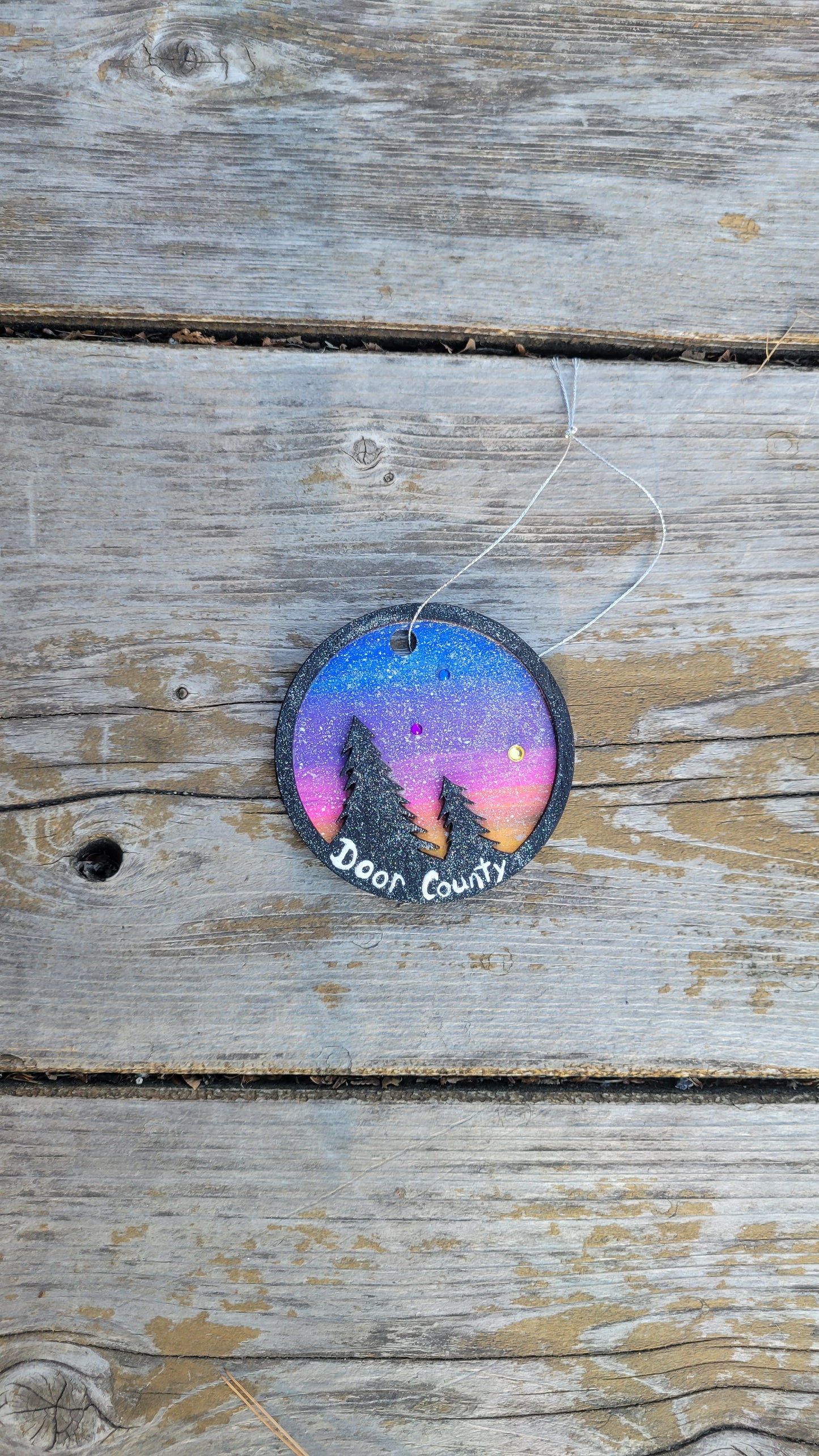 Handpainted Sunset Ornament - Blue/Purple/Pink/Yellow Sunset