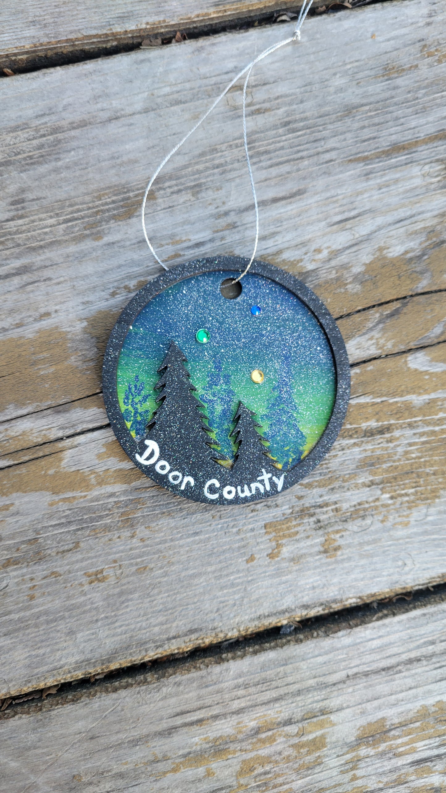 Handpainted Sunset Ornament - Blue/Green/Yellow