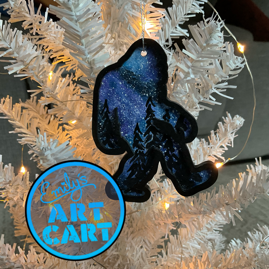 Bigfoot Ornament | Milky Way Themed | Hand-Painted | Sasquatch