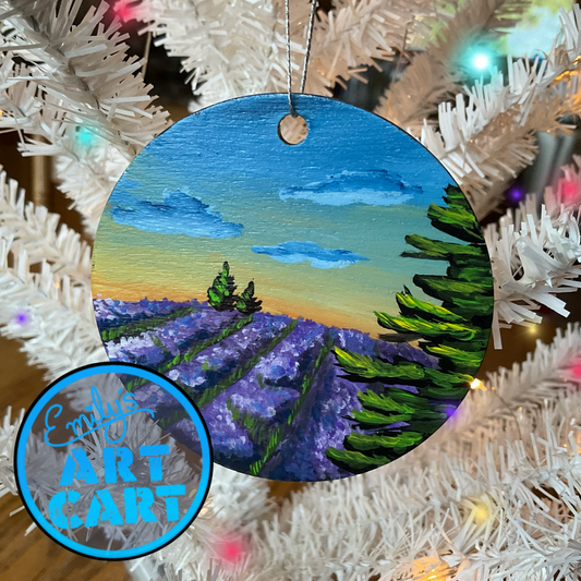 Lavender Field Hand-Painted Ornament