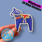 Blue Swedish Dala Horse Vinyl Stickers | WHOLESALE 20 Stickers