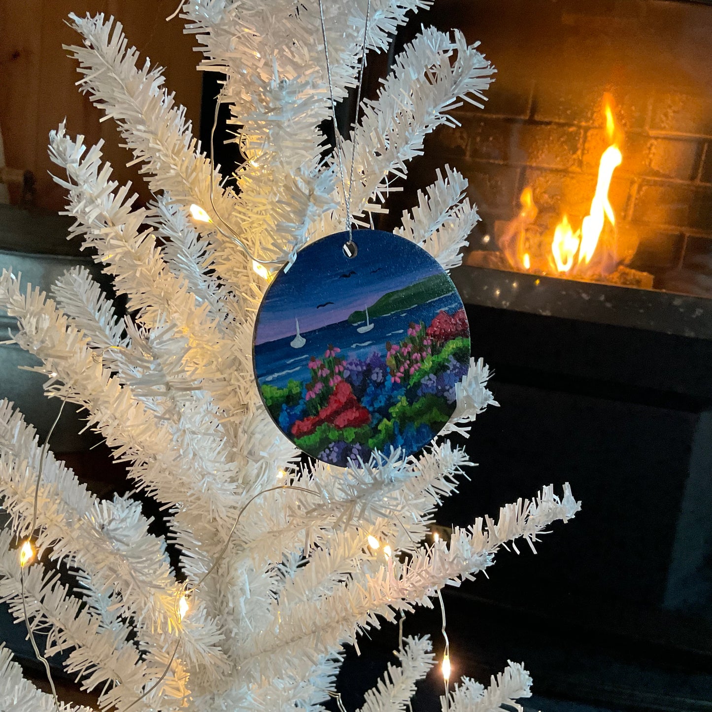 Ellison Bay Beach Inspired Ornament | Floral Hand-Painted Christmas Ornament