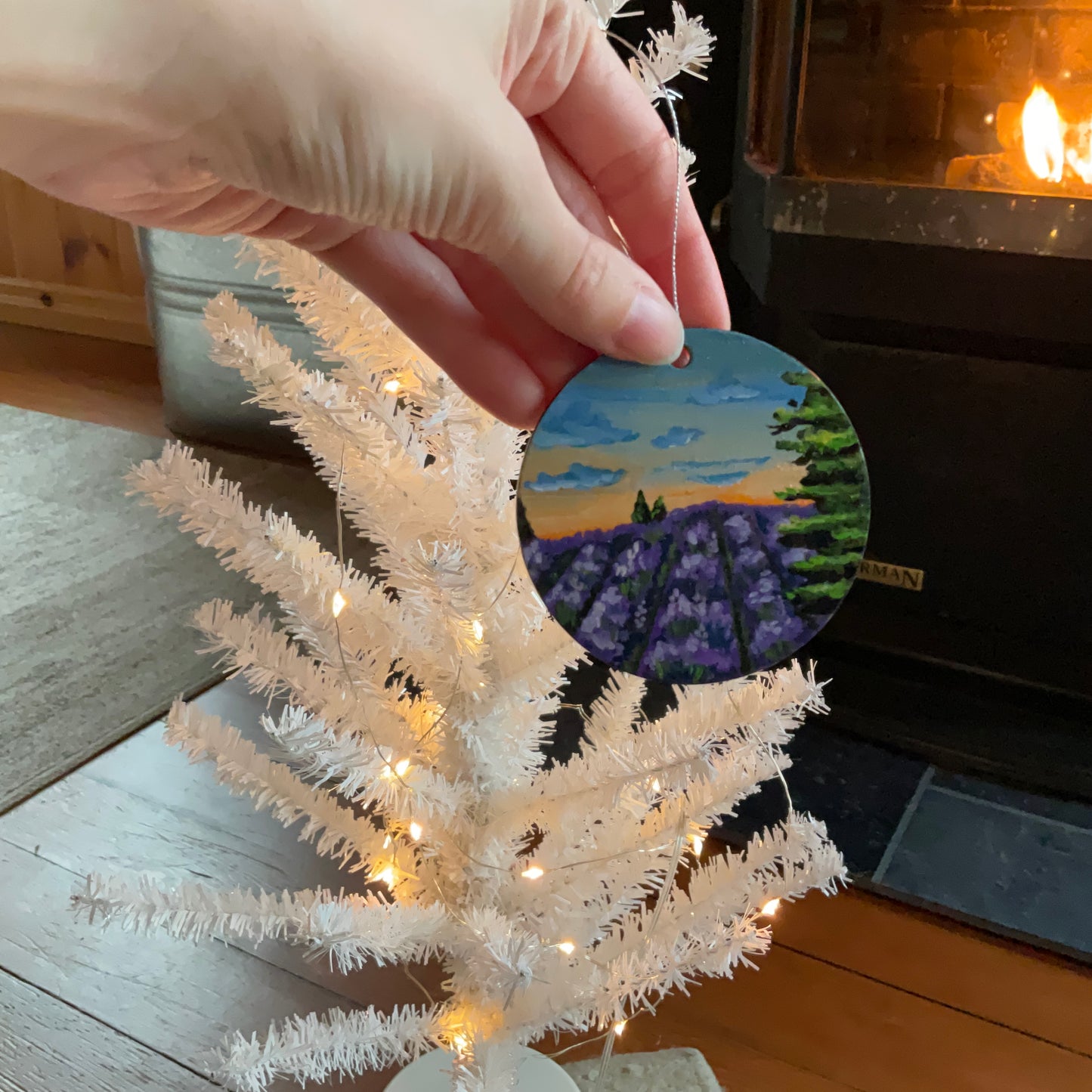 Lavender Field Hand-Painted Ornament