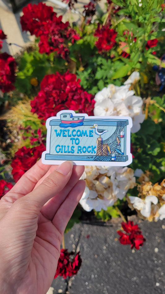 Gills Rock Sign Sticker - Jumbo Size