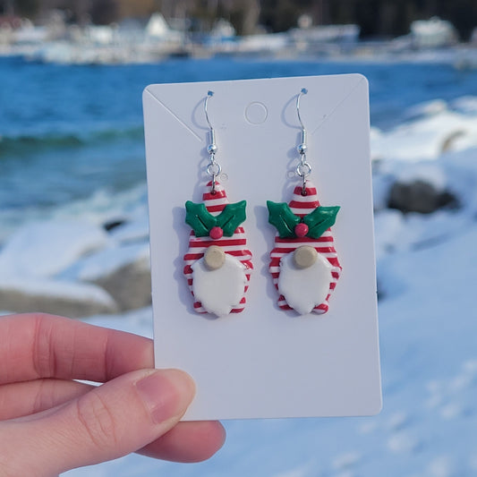 Candy Cane Gnome Earrings