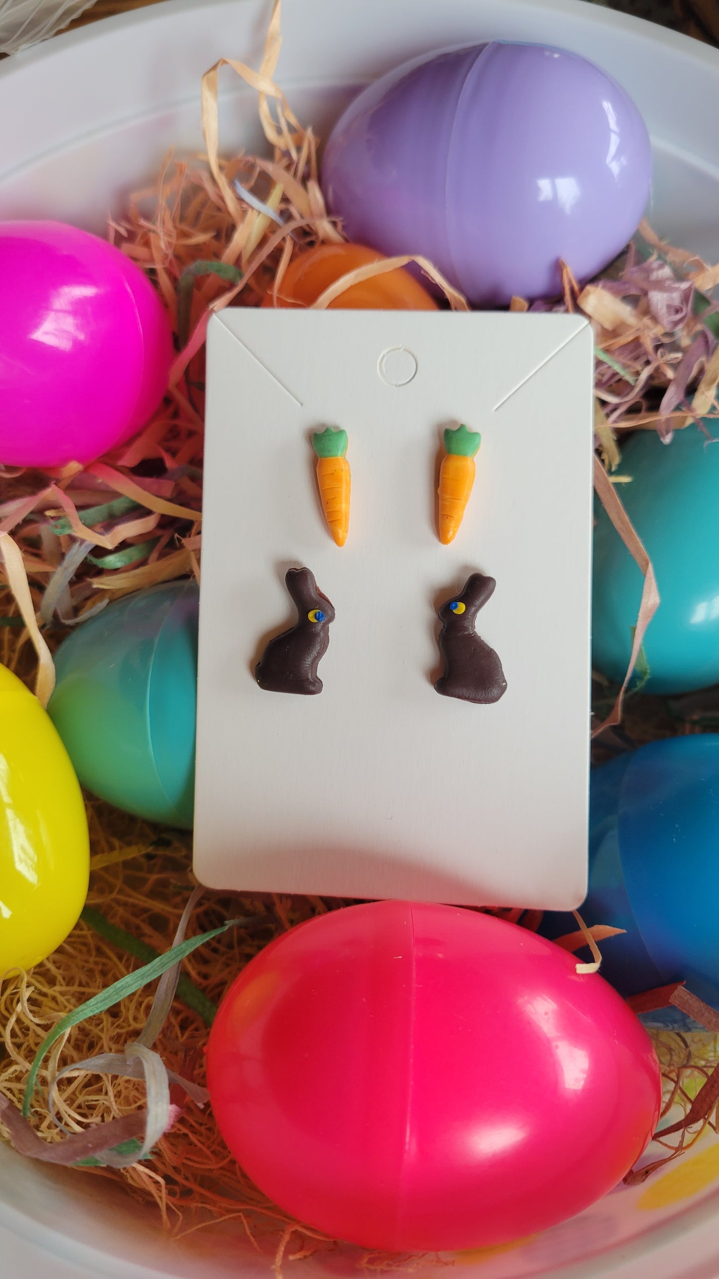 Carrot and Chocolate Bunny Earrings - Set of 2