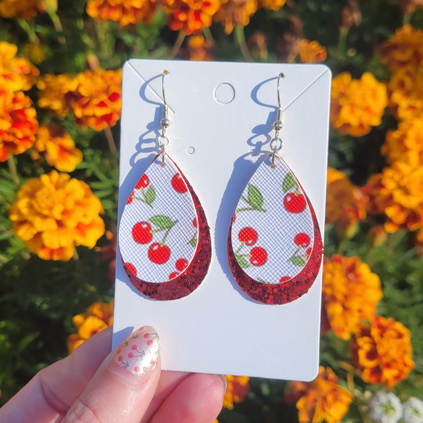 Cherry Faux-Leather Earrings