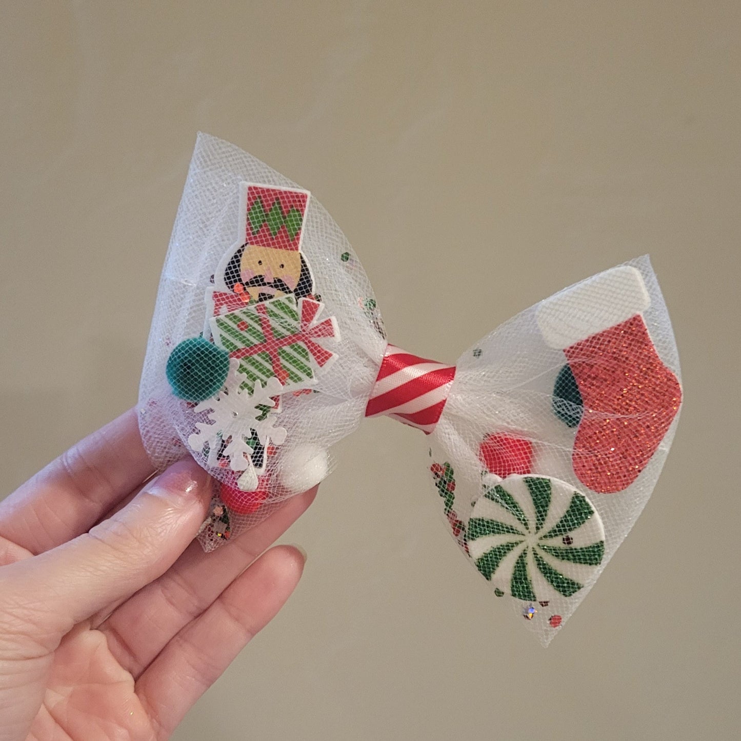 Nutcracker Christmas Tulle Hair Bow (large)