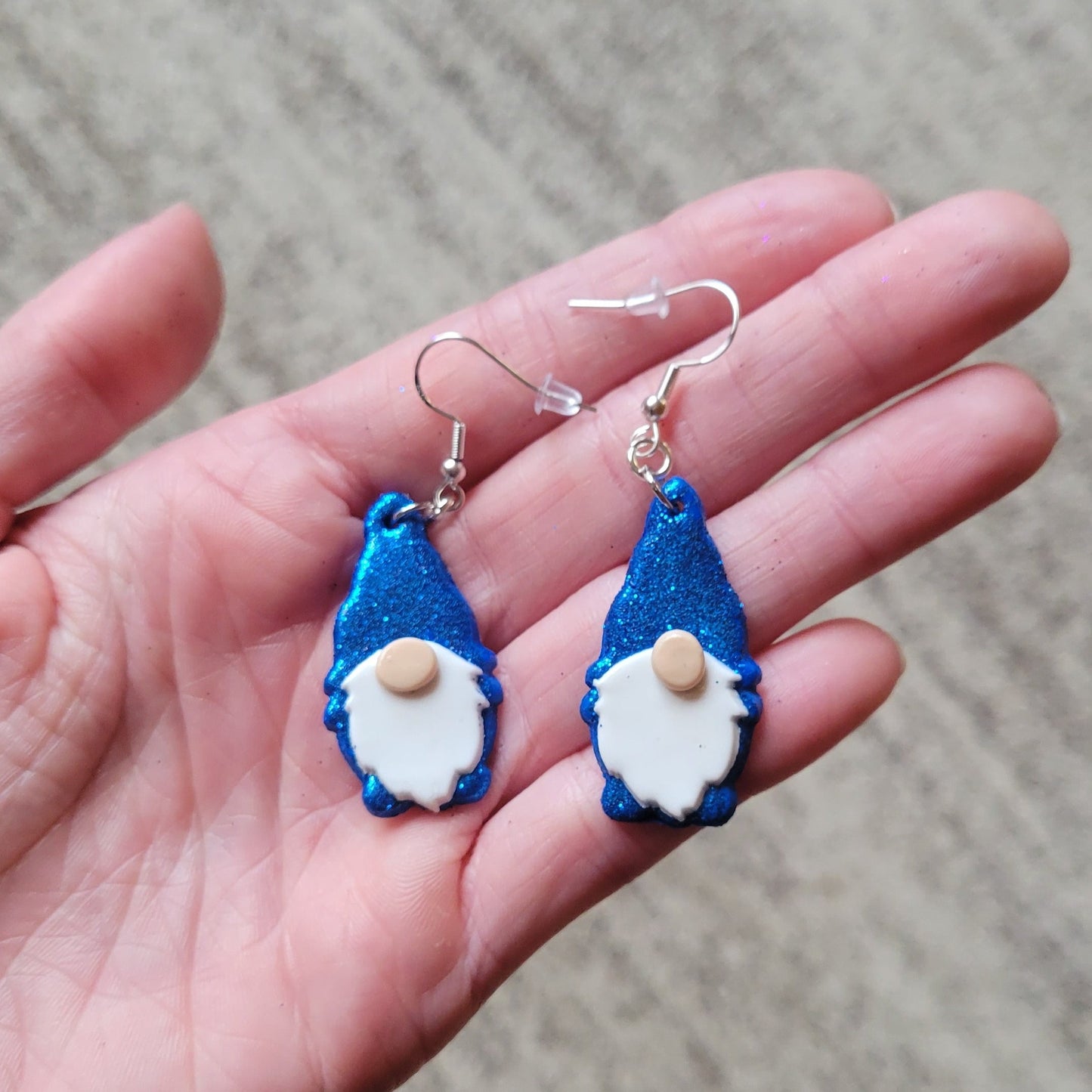 Royal Blue Glitter Gnome Earrings