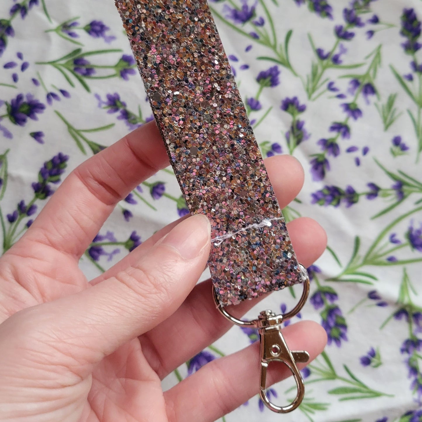 Silver Glitter Key Fob Wristlet