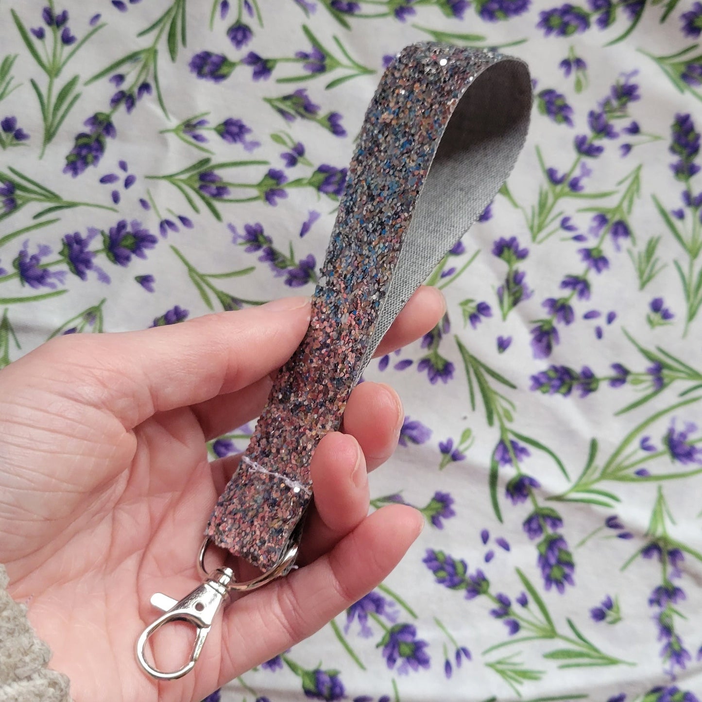 Silver Glitter Key Fob Wristlet