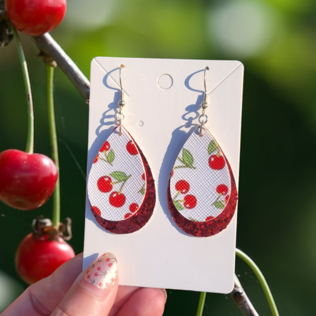 Cherry Faux-Leather Earrings