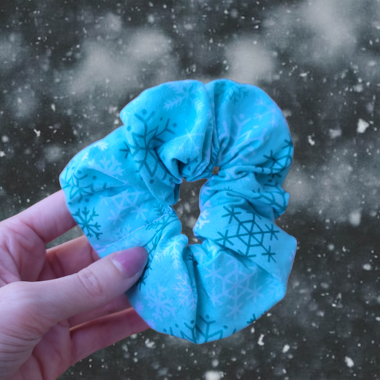 Snowflake Scunchie - Aqua/Turquoise