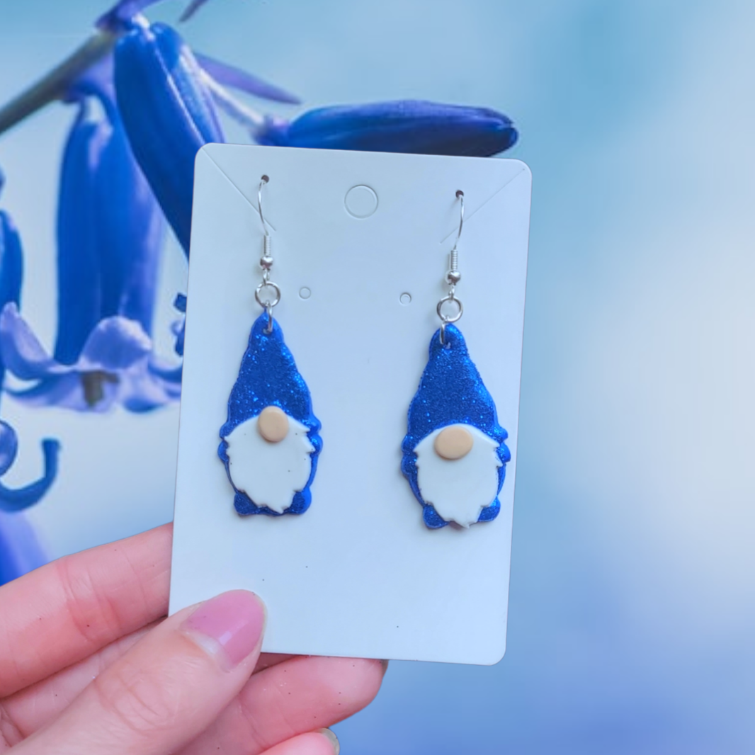 Royal Blue Glitter Gnome Earrings