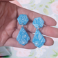 Blue Floral Dangly Stud Earrings